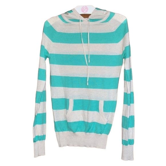 Pink Lily Sweaters - •BOUTIQUE• NWB women’s striped hooded sweater size small.